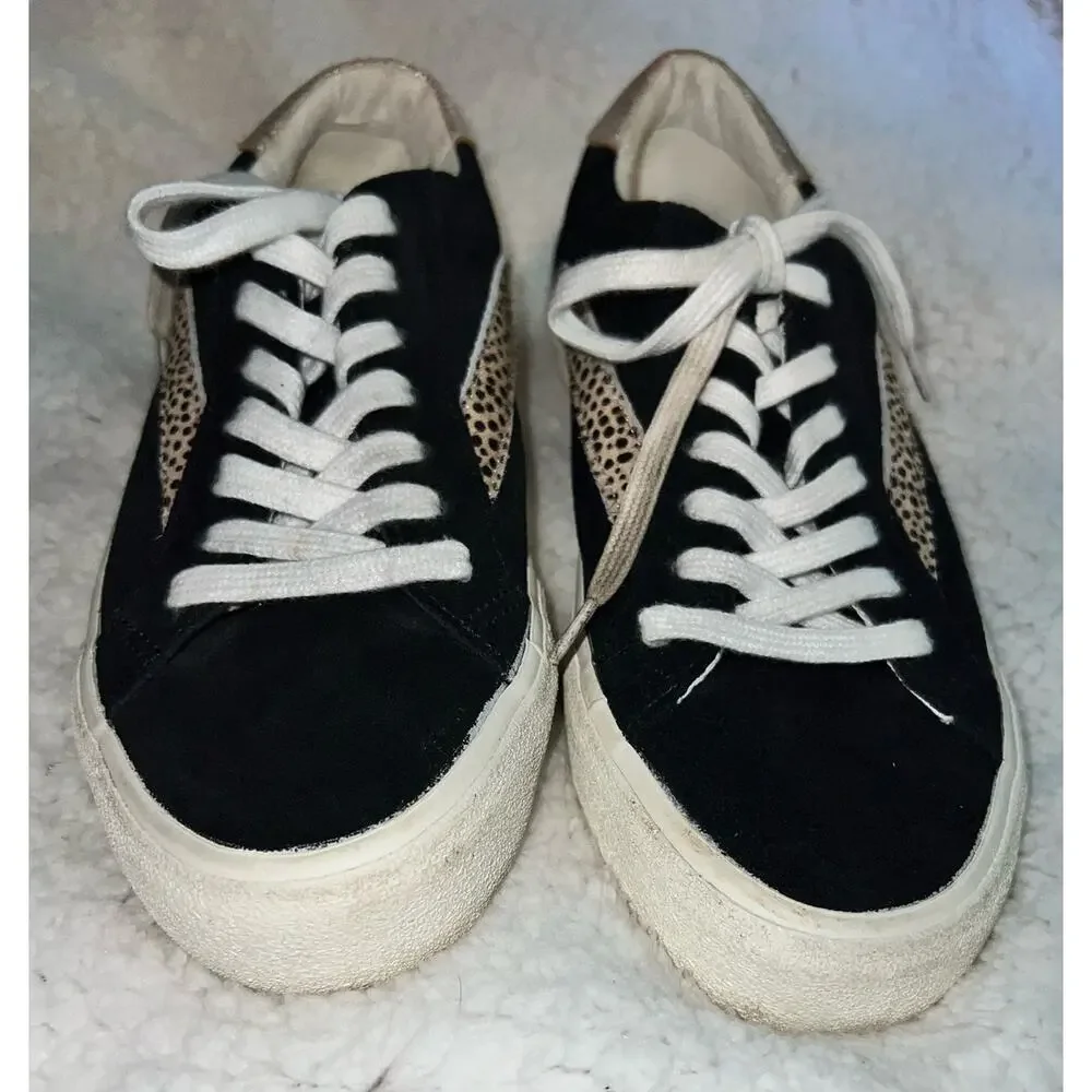 Madewell Women Sidewalk Low Top Animal Print Leather Sneakers AA177 - size 7